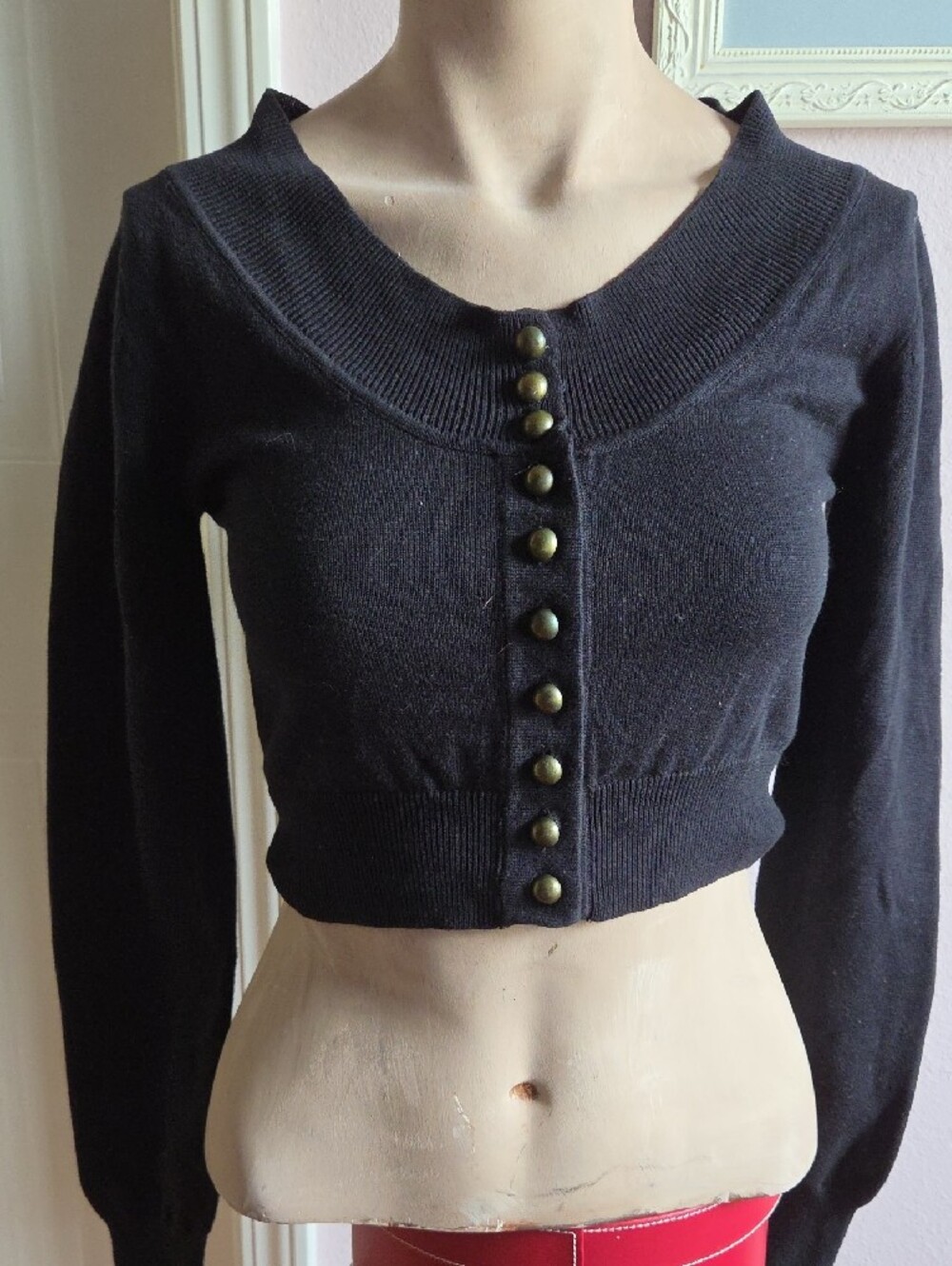 Black Women's Button-Front Cardigan Sweater